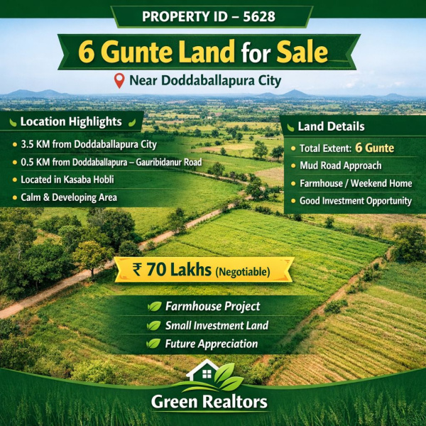 6 GUNTE LAND FOR SALE NEAR DODDABALLAPURA