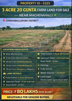 3acre 20 guntas farmland for sale near manchenalli