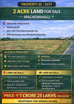 2 acre  land for sale near manchenahalli chikkaballapura