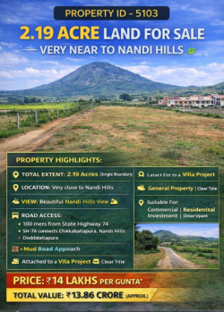 2.19 acre land for sal very near to nandi hills