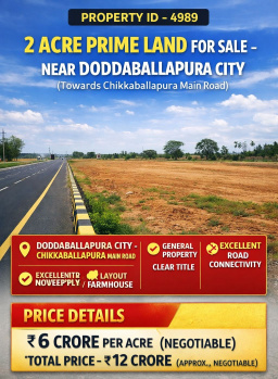 2 acre prime land for sale near doddaballapura
