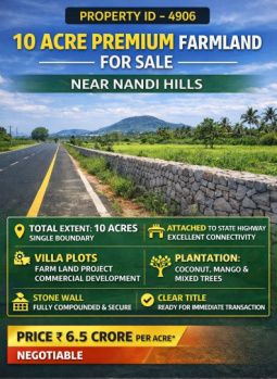 10 acre premium farmland for sale near nandhi hills