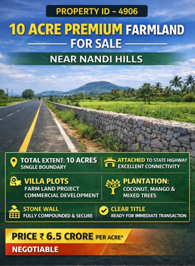 10 acre premium farmland for sale near nandhi hills