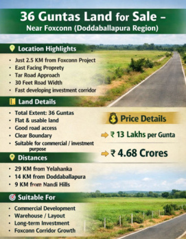 36 guntas land for sale near foxcon doddaballapura