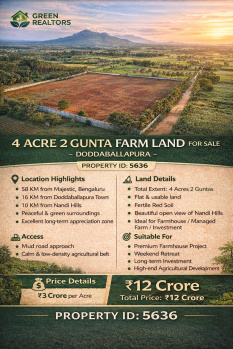 4 acre 2 guntas farmland for sale doddaballapura