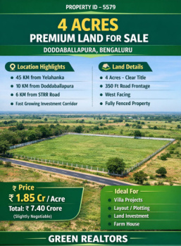 4 acre premium land for sale doddaballapura