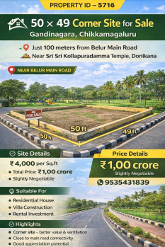 50*49 site for sale near gandhinagara chikkamagaluru