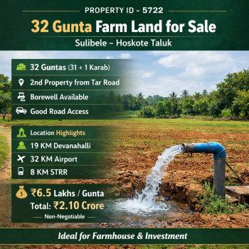 32 guntas farm land for sale sulibele hosakote taluk bangalore