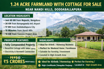 1.24 acre farmland for sale near nandhi hills doddaballapura