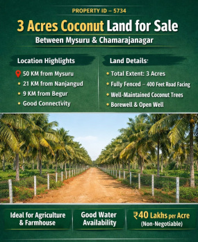 3 acres coconut land for sale chamarajanagar
