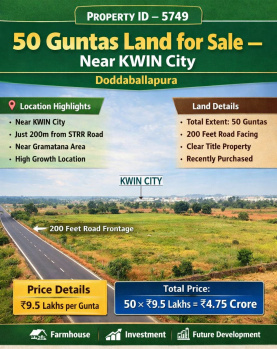 50 guntas land for sale near KWIN city doddaballapura