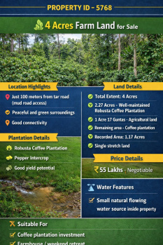 4 acre farmland for sale near mudigere