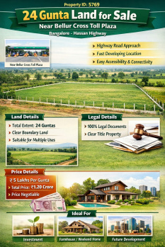 24 guntas land for sale near hassan highway