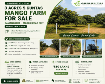 3 acres 5 guntas mango farm for sale ramanagara magadi road belt bangalore  south