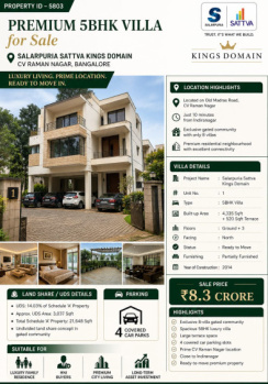 premium 5 bhk villa for sale sattva kings domain cv raman nagar