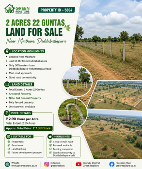 2 acres 22 guntas land for sale near doddaballapura