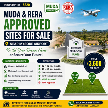 MUDA and RERA approved sites for sale near mysore airport