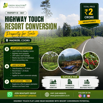 highway touch resort conversion property for sale madikeri  coorg