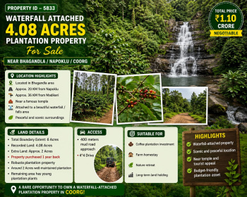 4.08 acres falls attached plantation for sale
