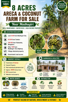 8 acres areca and coconut farm for sale near madhugiri