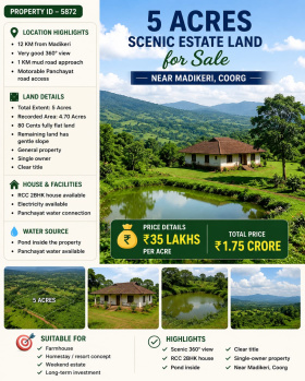 5 acres scemic estate land for sale near madikeri coorg