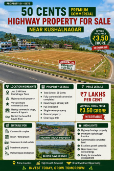 50 cents premium commercial highway property for sale near kushalnagara