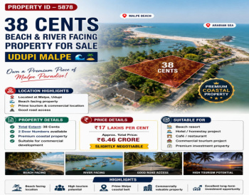 38 cents beach and river facing property for sale udupi