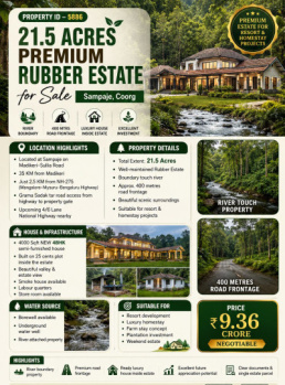21.5 acres premium rubber estate for sale