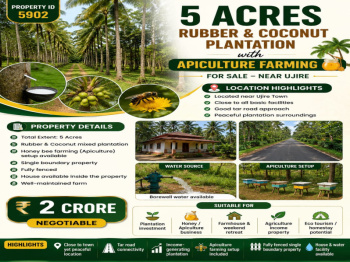 5 acres rubber and coconut plantation for sale near ujire