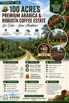 100 acres premium arabica and robusta coeffe estate for sale near madikeri