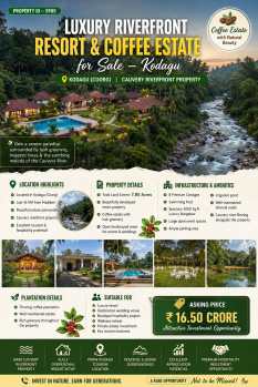luxury riverfront resort and coeffe estate for sale near kodagu