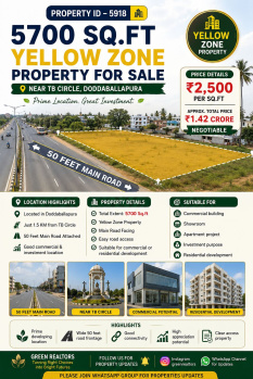 5700 sqft yellow zone property for sale near TB circle doddaballapura