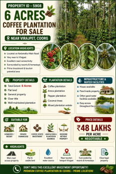 6 acres coeffe plantation for sale near virajpete coorg