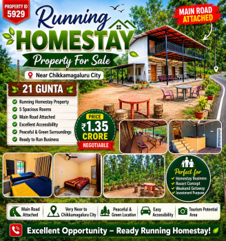 runnning  homestay property for sale near chikkamagaluru