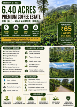6.40 acres premium coeffe estate for sale near madikeri coorg