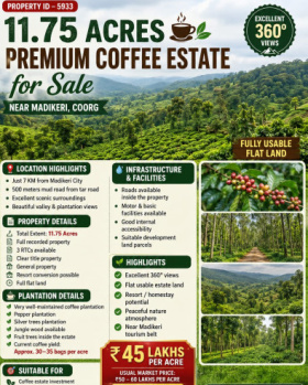 11.75 acres premium coeffe estate for slae near madikeri