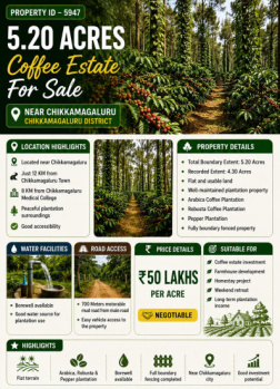 5.20 acres arabica coeffe estate for sale KR pete chikkkamagaluru