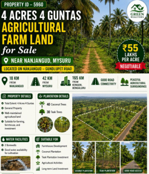 4 acres 4 guntas agricultural land for sale near mysore nanjangud