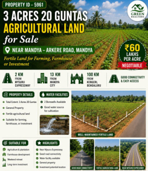 3 acres 20 guntas agricultural land for sale near mandya