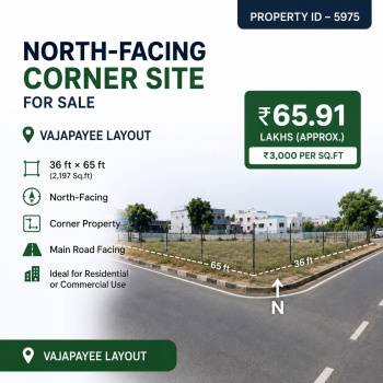 north facing corner site for sale vajpaye layout