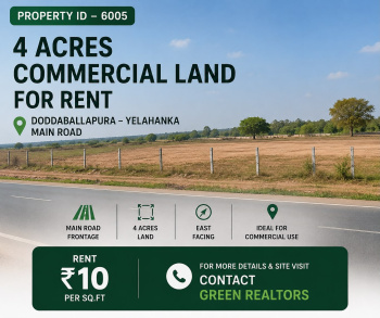 4 acres commercial land for rent yelahanka to doddaballapura