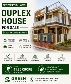beautiful duplex residential house for sale kushalnagara town
