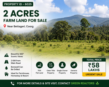 2 acres farm land for sale near coorg