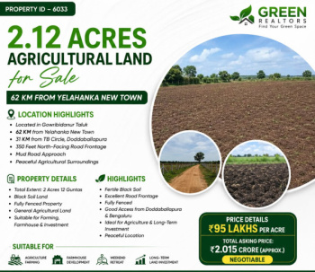 2.12 acres agricultural land for sale near gowribidanuru