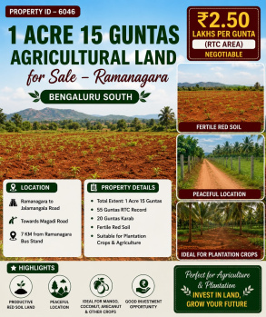 1 acres 15 guntas agricultural land for sale near ramanagara bangalore south