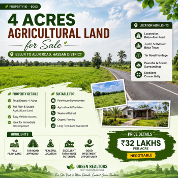 4 acres agricultural land for sale belur road hassan