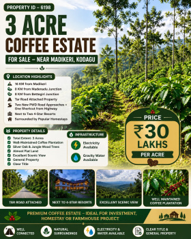 3 acres coeffe esatte for sale  near madikeri  kodagu