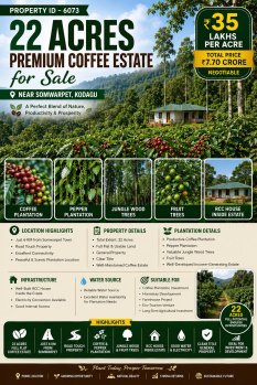 22 acres premium coeffe esatate for sale near somwarpete kodagu