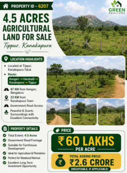 4.5 acres agricultural land for sale kanakapura