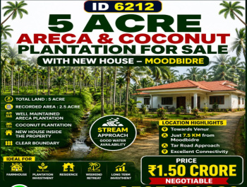 5 acres areca and coconut plantation for sale near moodbidre ddakshina kannada